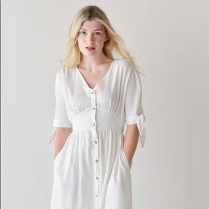 LAST ONE**Off White Linen Romantic French Dress